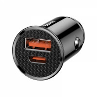 Automobilinis įkroviklis Baseus CCALL-YS01, 30W, 12-24V, USB + USB-C QC4.0+ SCP AFC, juodas