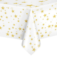 Balta staltiesė su aukso žvaigždėmis 137x274cm