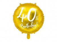 Folijos balionas 40-asis gimtadienis, auksinis, 45 cm