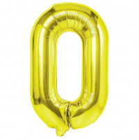 Folijos balionas numeris 0 auksinis 70 cm