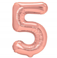 Folijos balionas numeris 5, rožinio aukso sp., 100cm
