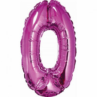 Folijos balionas skaičius 0, rožinis blizgus, 35cm