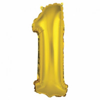 Folijos balionas skaičius 1, auksinė matinė sp., 35cm