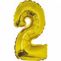 Folijos balionas skaičius 2, auksinė blizgi sp., 35cm