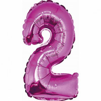 Folijos balionas skaičius 2, rožinė blizgi sp., 35cm