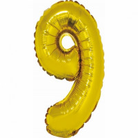 Folijos balionas skaičius 9, auksinė blizgi sp., 35cm