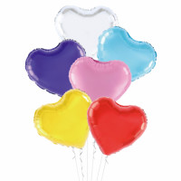 Folijos balionų rinkinys, širdelės, įvairių sp., 6 vnt