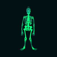 Helovino kabantis skeletas švytintis tamsoje (fluorescencinis) 33cm