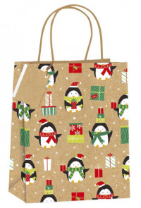 Kalėdų dovanų maišelis su pingvinukais, 1vnt.