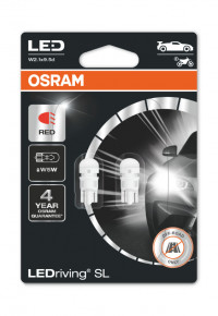 OSRAM lemputė LED SL 12V T10, 0.5W w2.1x9.5d, raudona, 2825DRP-02B