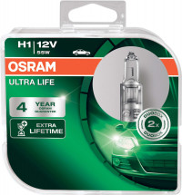 Osram lemputės ULTRA LIFE H1, 55W, DUO 64150ULT-HCB