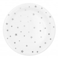 Popierinės lėkštės su žvaigždutėmis, baltos sp., 23cm, 6vnt.