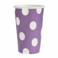 Popieriniai puodeliai levandų su baltais taškeliais, 6vnt., 270ml