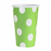 Popieriniai puodeliai pistacijų žalia su baltais taškeliais, 6vnt., 270ml