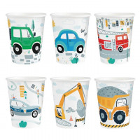 Popieriniai puodeliai su automobiliais ir kelio ženklais, 220ml, 6vnt