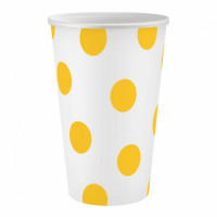 Popieriniai puodeliai su geltonais taškeliais, 6vnt., 250ml