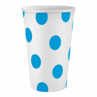 Popieriniai puodeliai su mėlynais taškeliais, 6vnt., 250ml