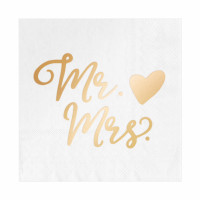 Servetėlės Mr&Mrs, baltos sp., 10vnt